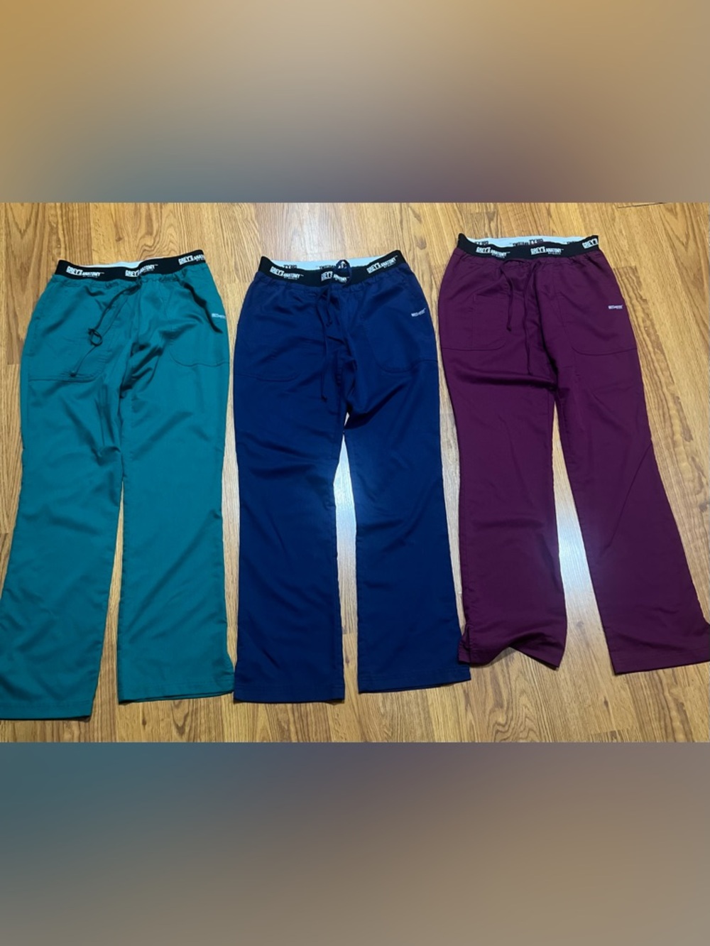 Grey's Anatomy brand women's flare-leg yoga scrub pants Set Of 3 Pairs Size S - Picture 2 of 9